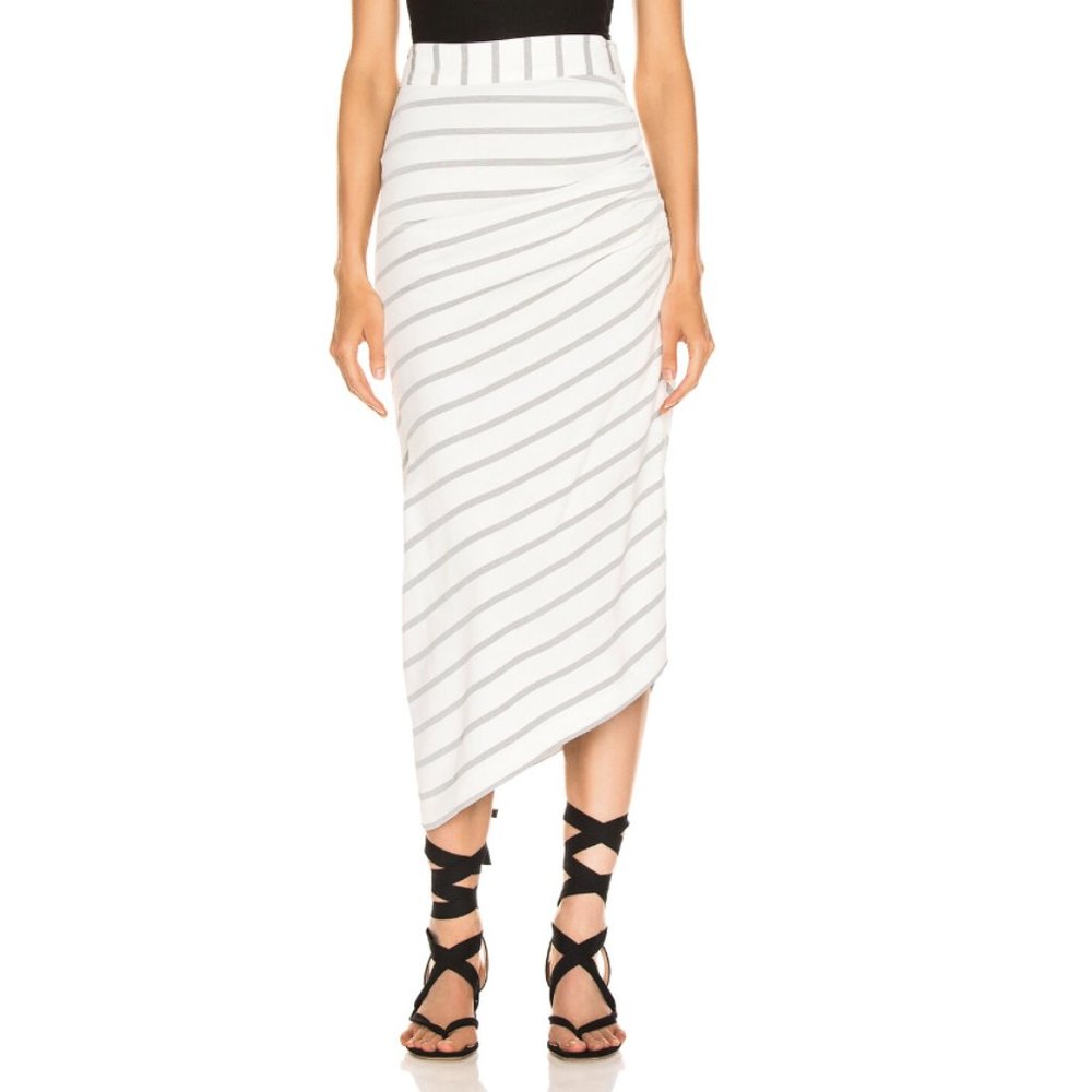 Smythe White Striped Midi Skirt